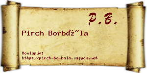 Pirch Borbála névjegykártya